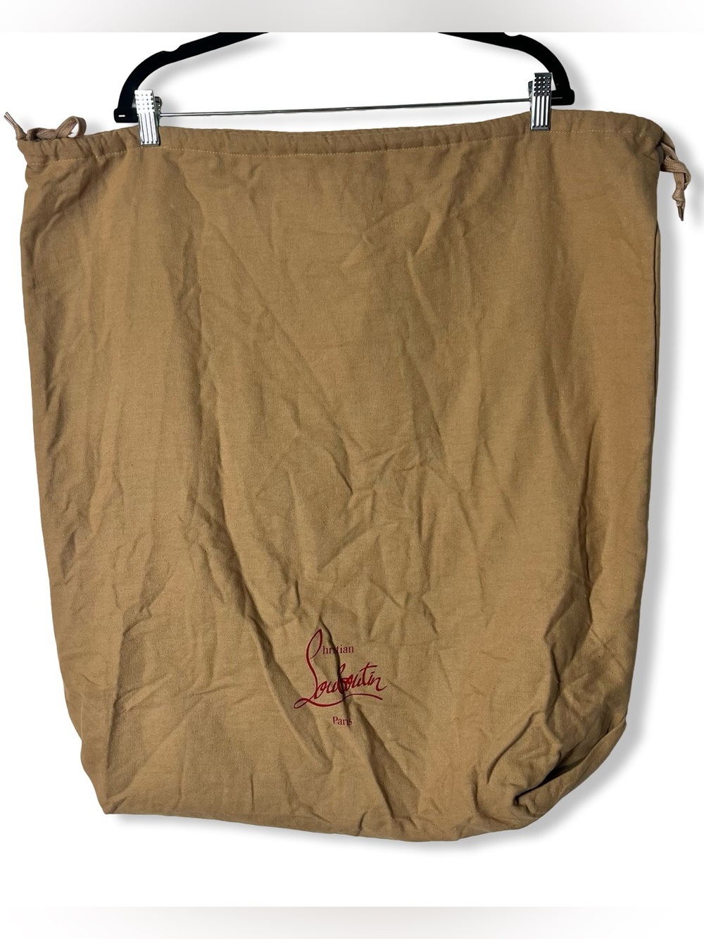 Authentic Christian Louboutin XL Boot Dust Bag Tan Canvas Extra Large